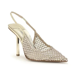 Silver Nylon Platform Pumps