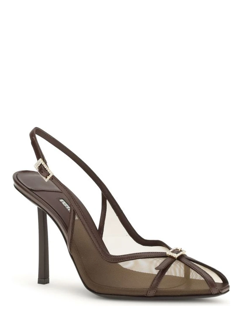 Brown Nylon Platform Pumps