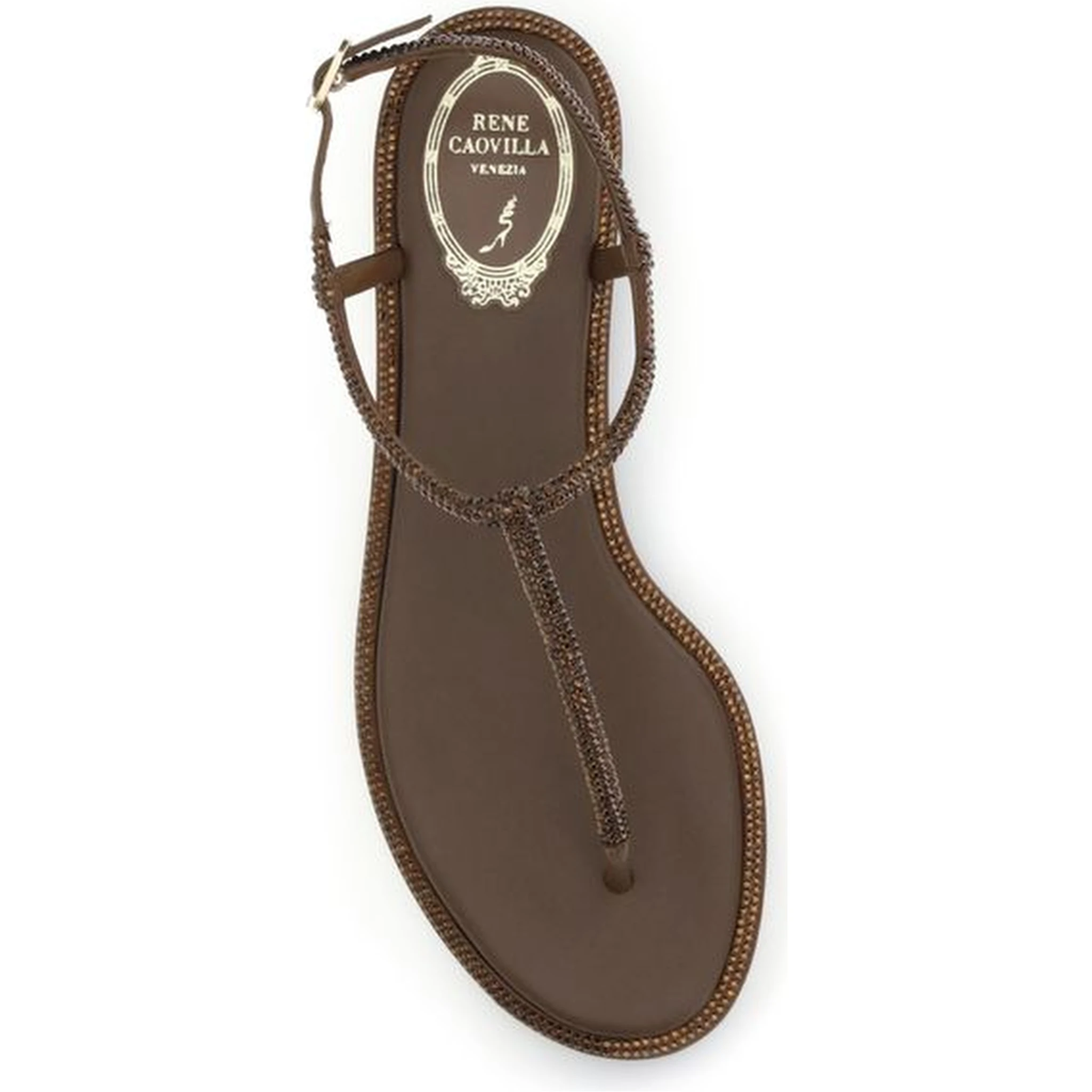 Brown Satin Flat Sandals