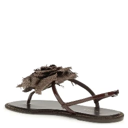Brown Calf Leather Bos Taurus Flat Sandals