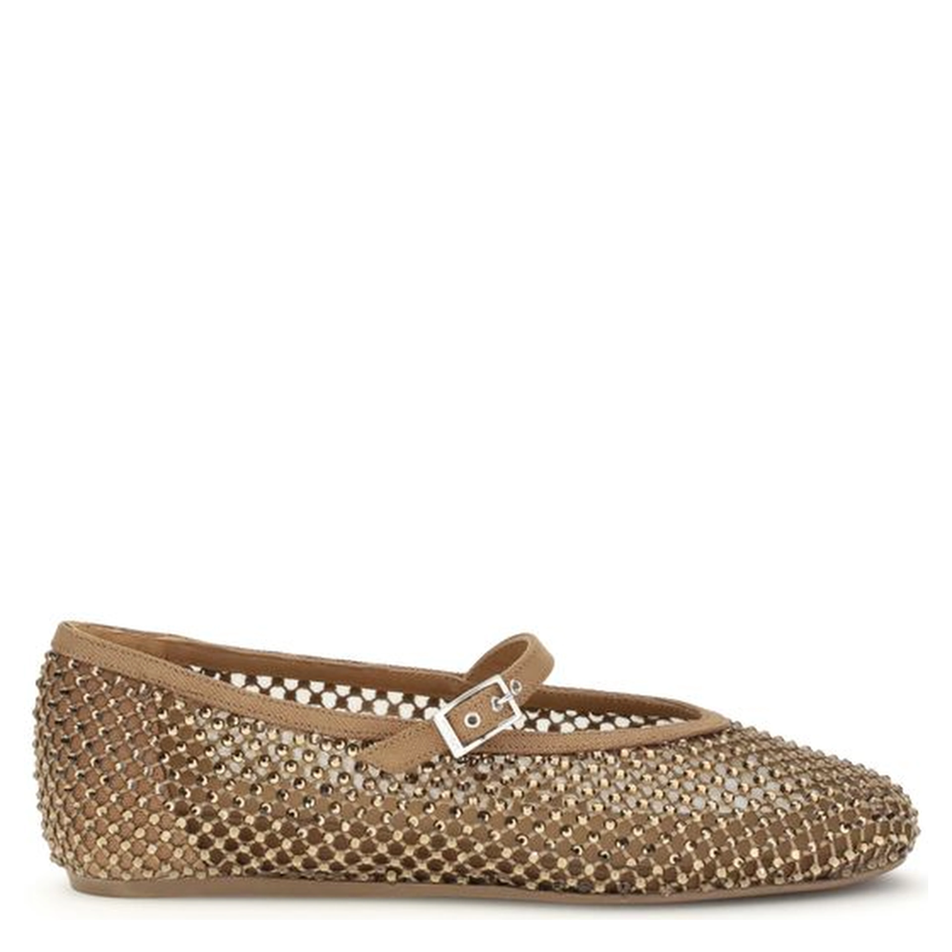Brown Nylon Ballet Flats