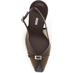 Brown Nylon Platform Pumps