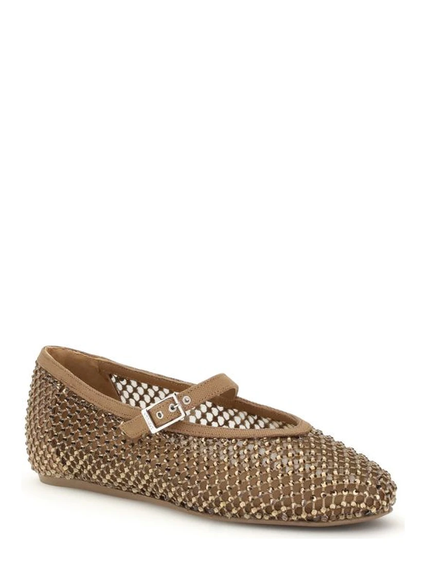 Brown Nylon Ballet Flats