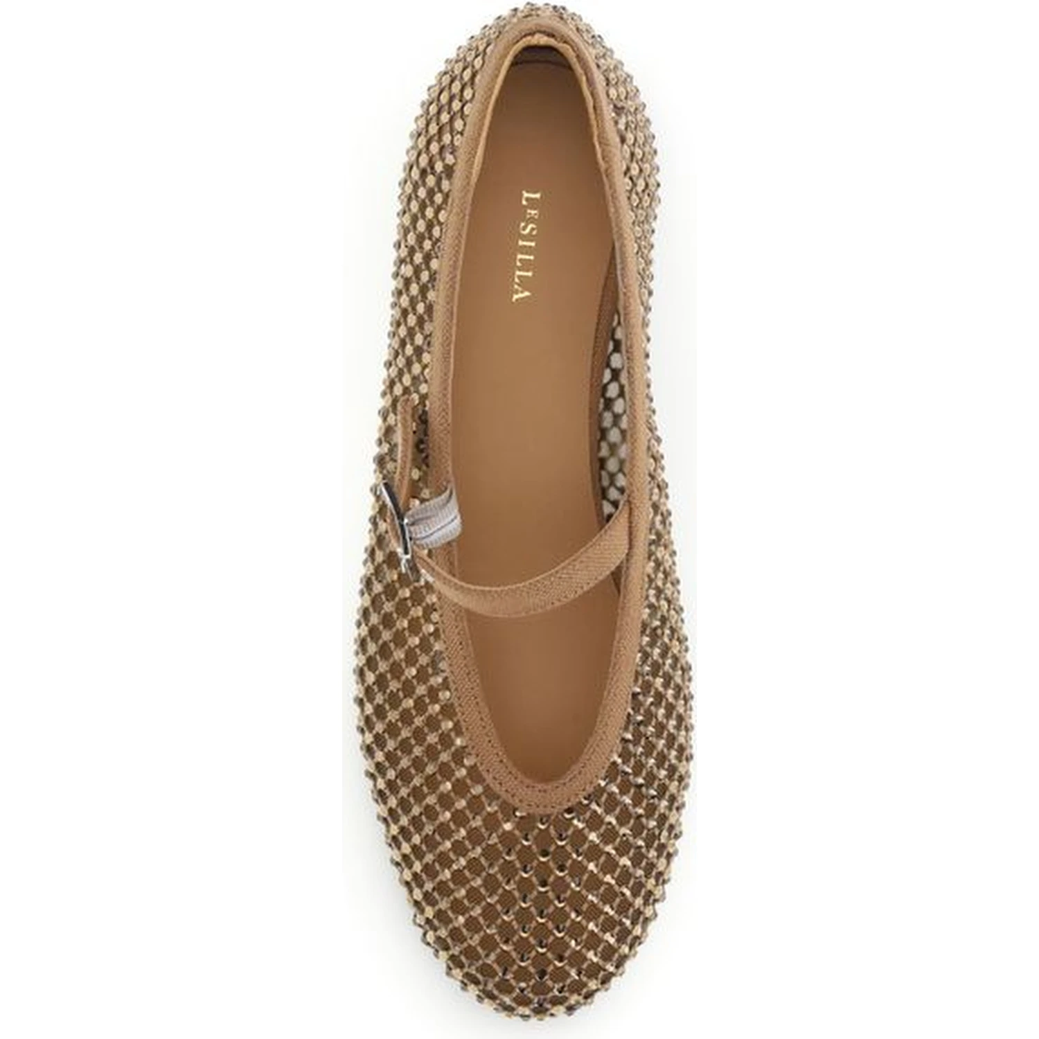 Brown Nylon Ballet Flats