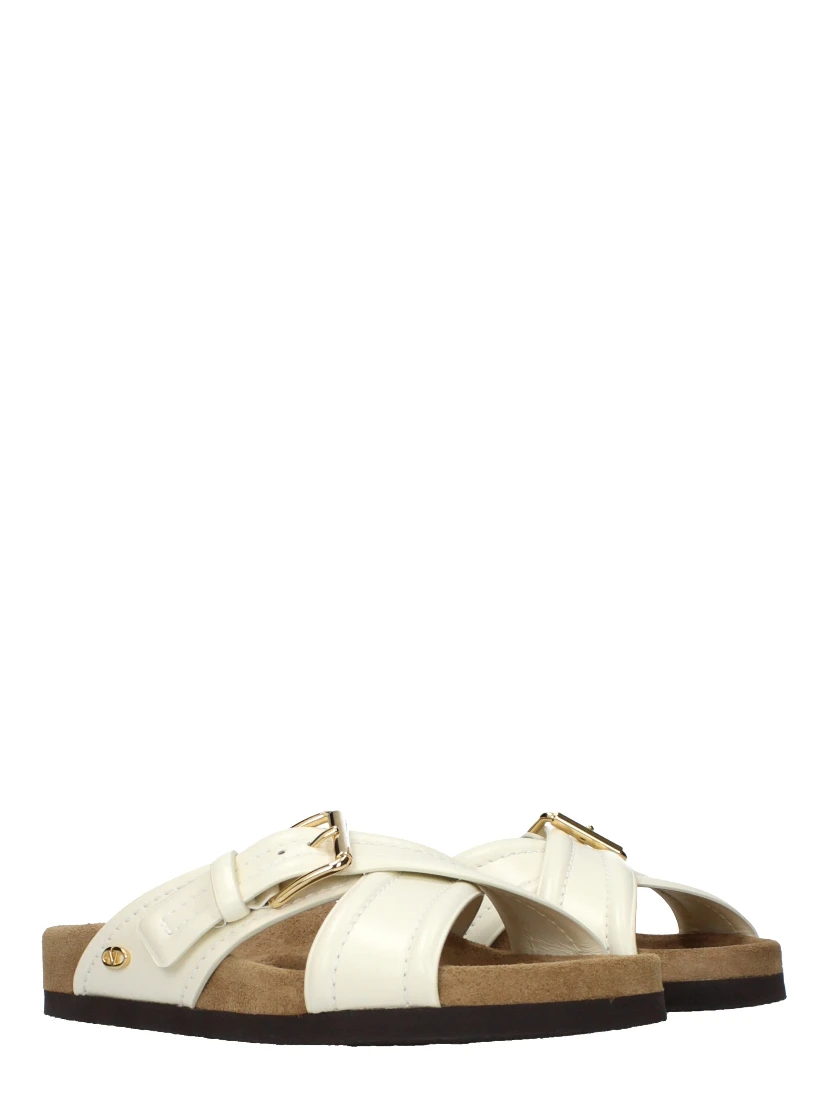 Beige Leather Slippers