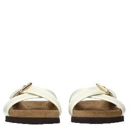 Beige Leather Slippers