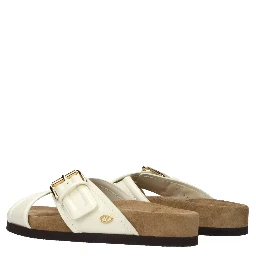 Beige Leather Slippers