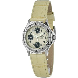 Beige Leather Dress Watch