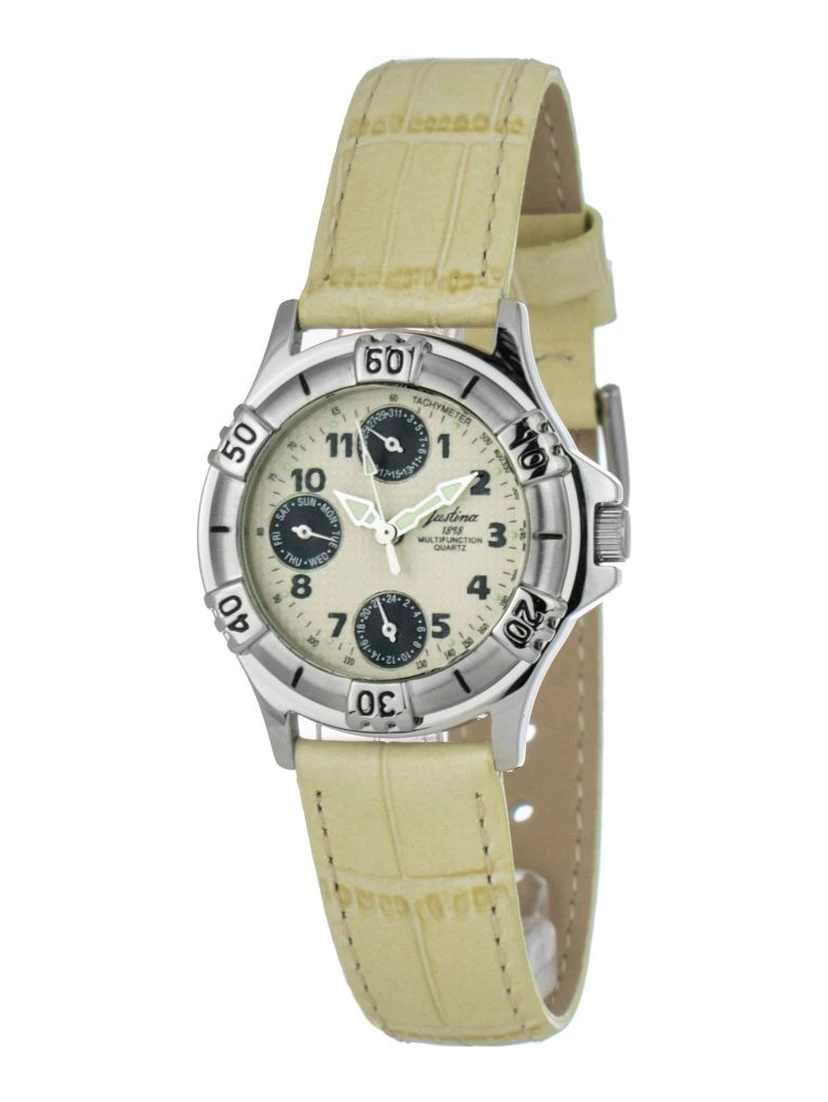 Beige Leather Dress Watch