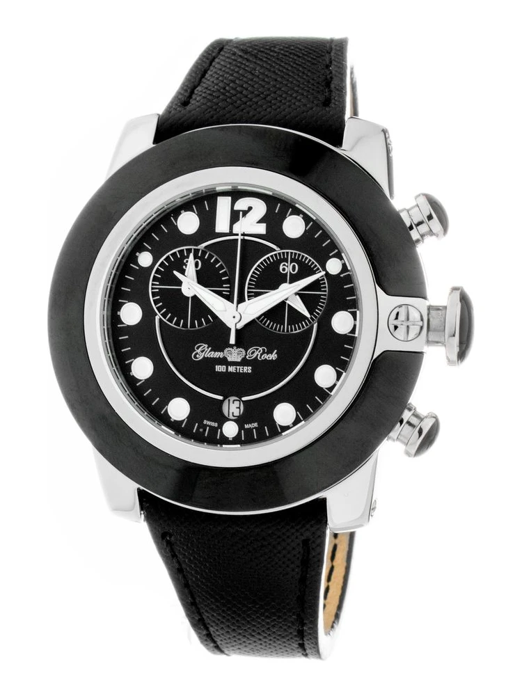Black Leather Dress Watch