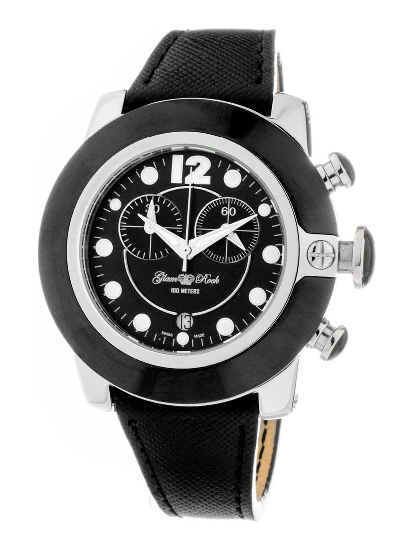 Black Leather Dress Watch