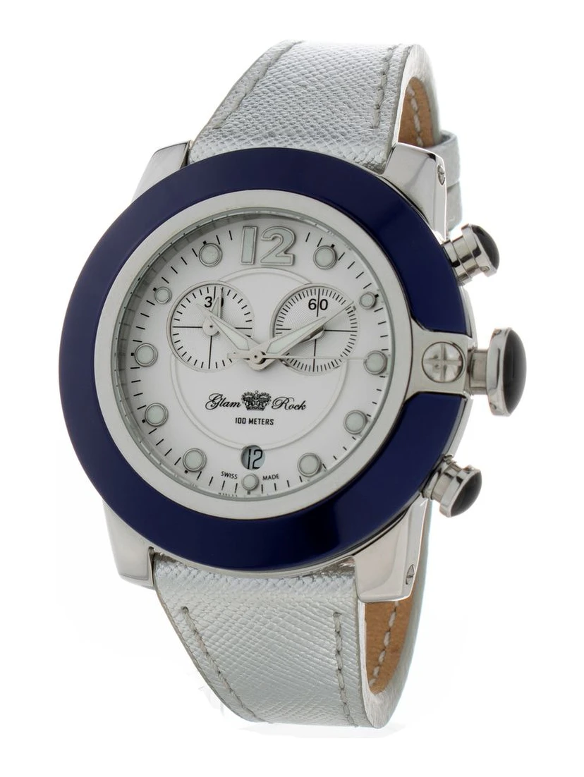 Silver Leather Dress Watch