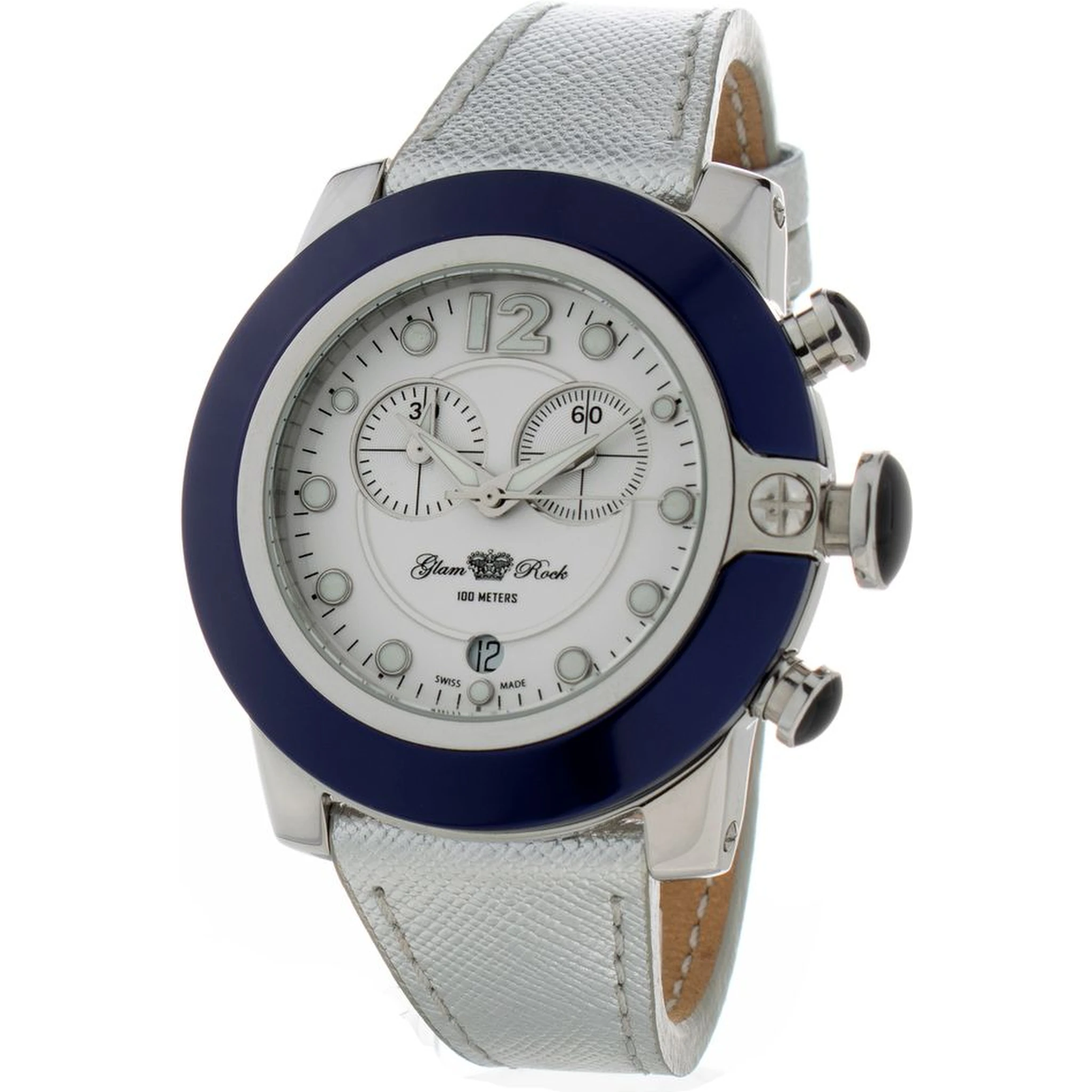 Silver Leather Dress Watch
