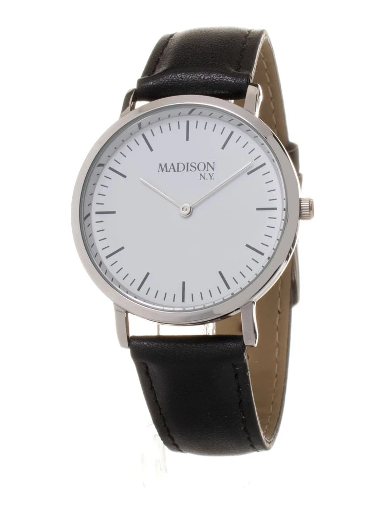 Black Artificial Leather Dress Watch