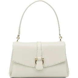 Leather shoulder bag with flap