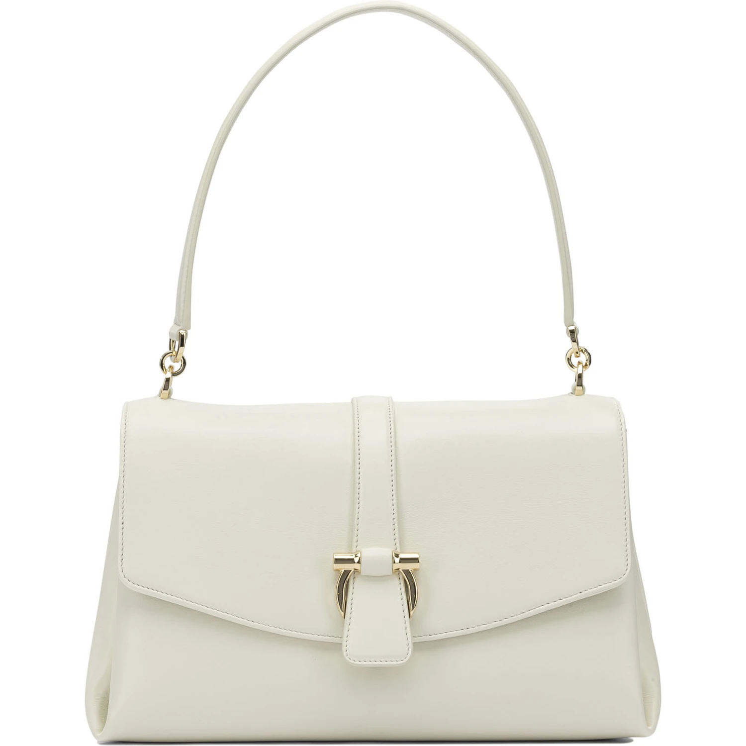 Leather shoulder bag with flap
