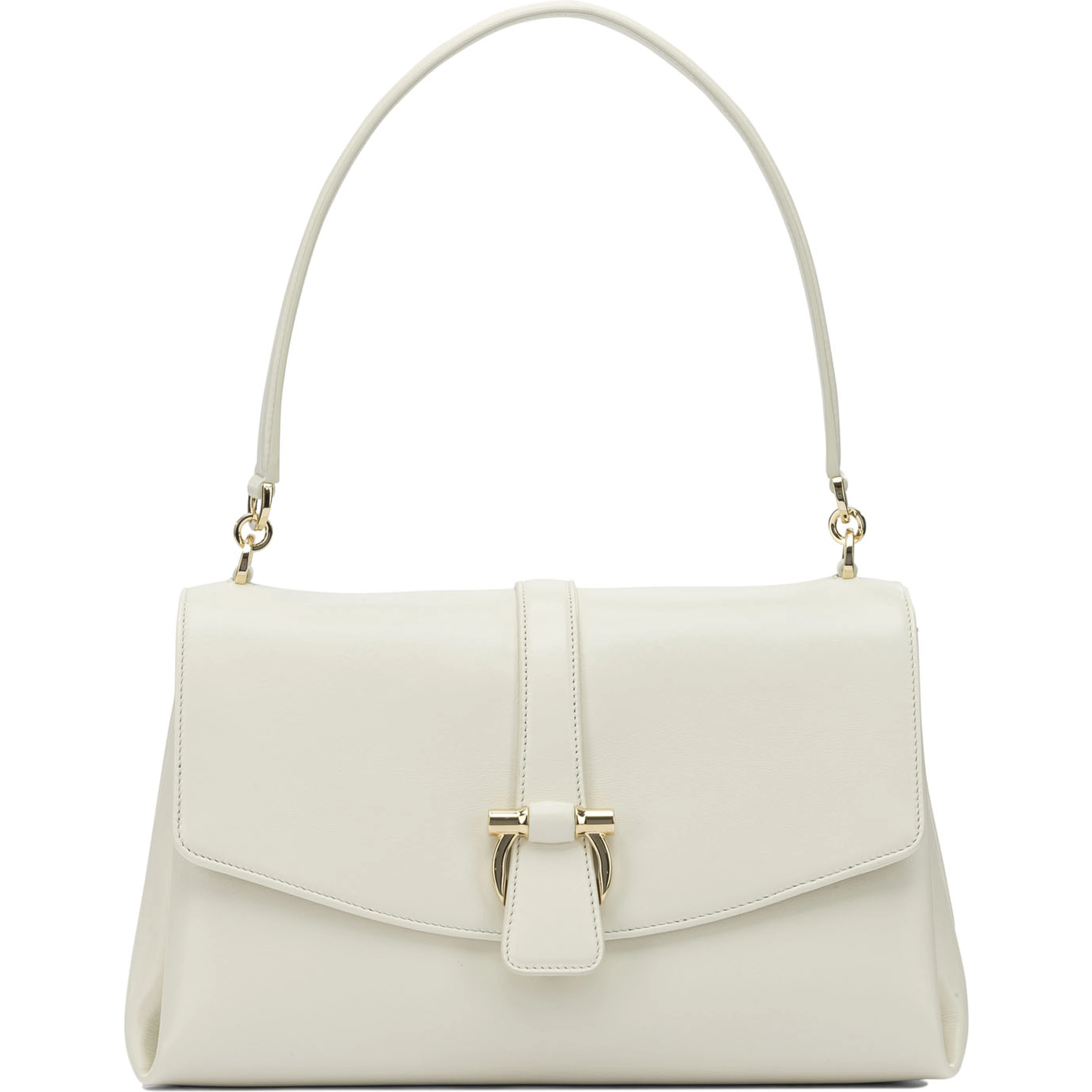 Leather shoulder bag with flap
