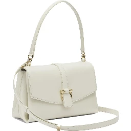 Leather shoulder bag with flap