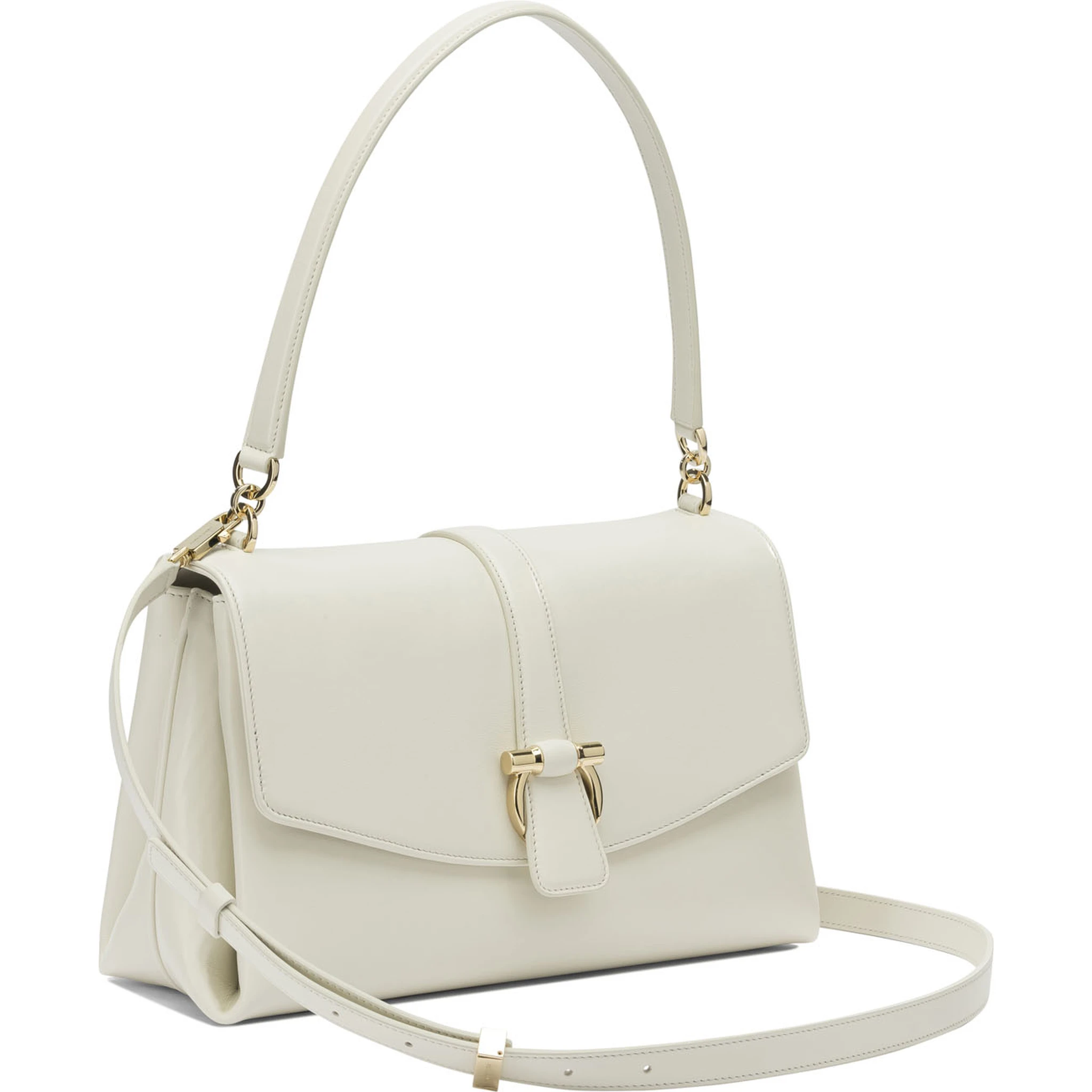 Leather shoulder bag with flap