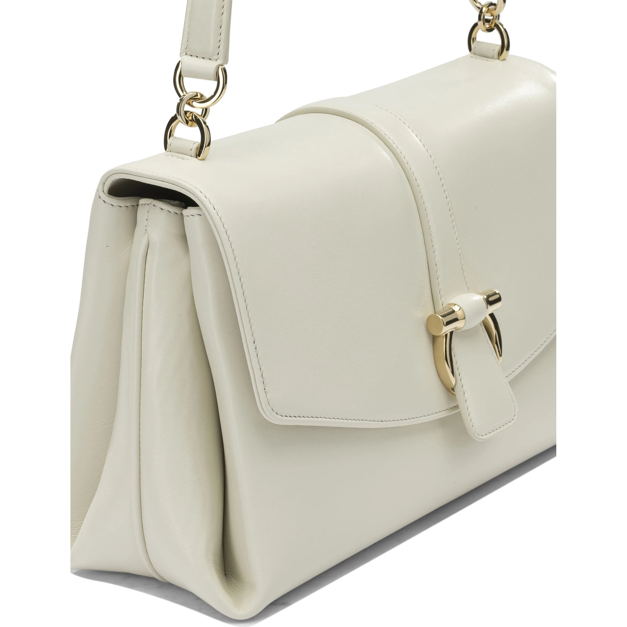 Leather shoulder bag with flap