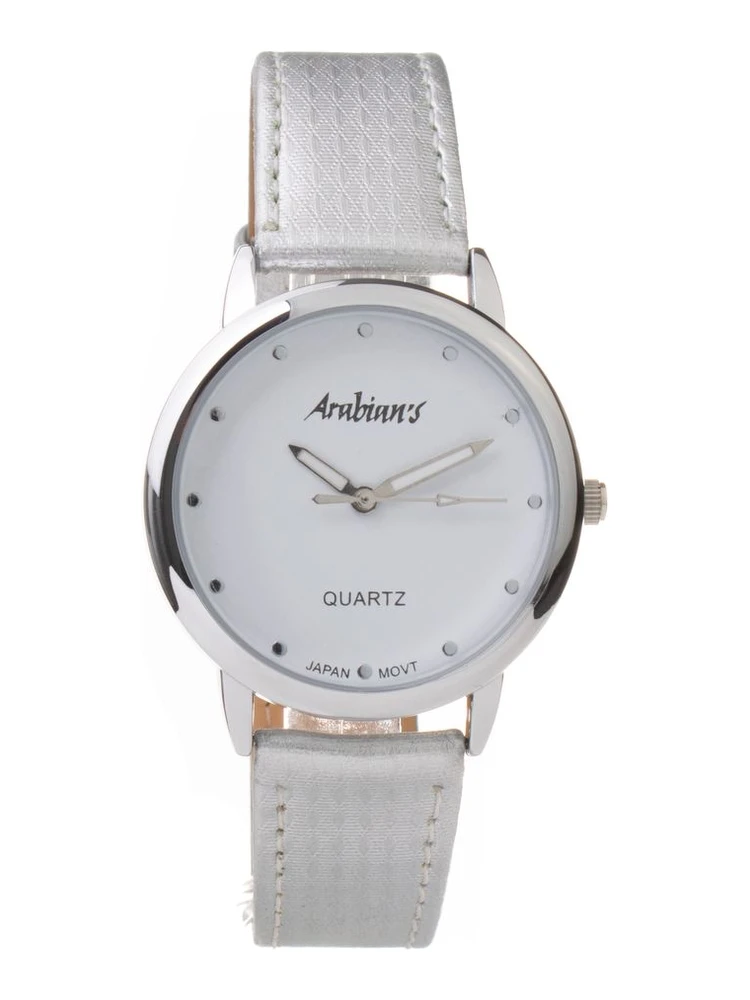 Silver Leather Dress Watch