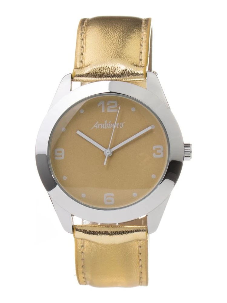 Gold Leather Dress Watch