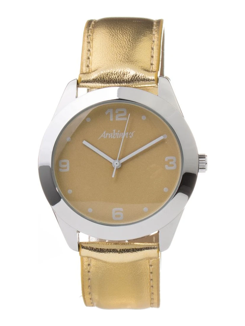 Gold Leather Dress Watch