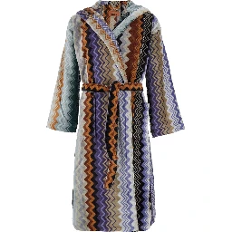 Giacomo Multicolor Bathrobe with Zig Zag Motif in Cotton