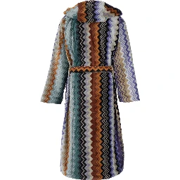 Giacomo Multicolor Bathrobe with Zig Zag Motif in Cotton