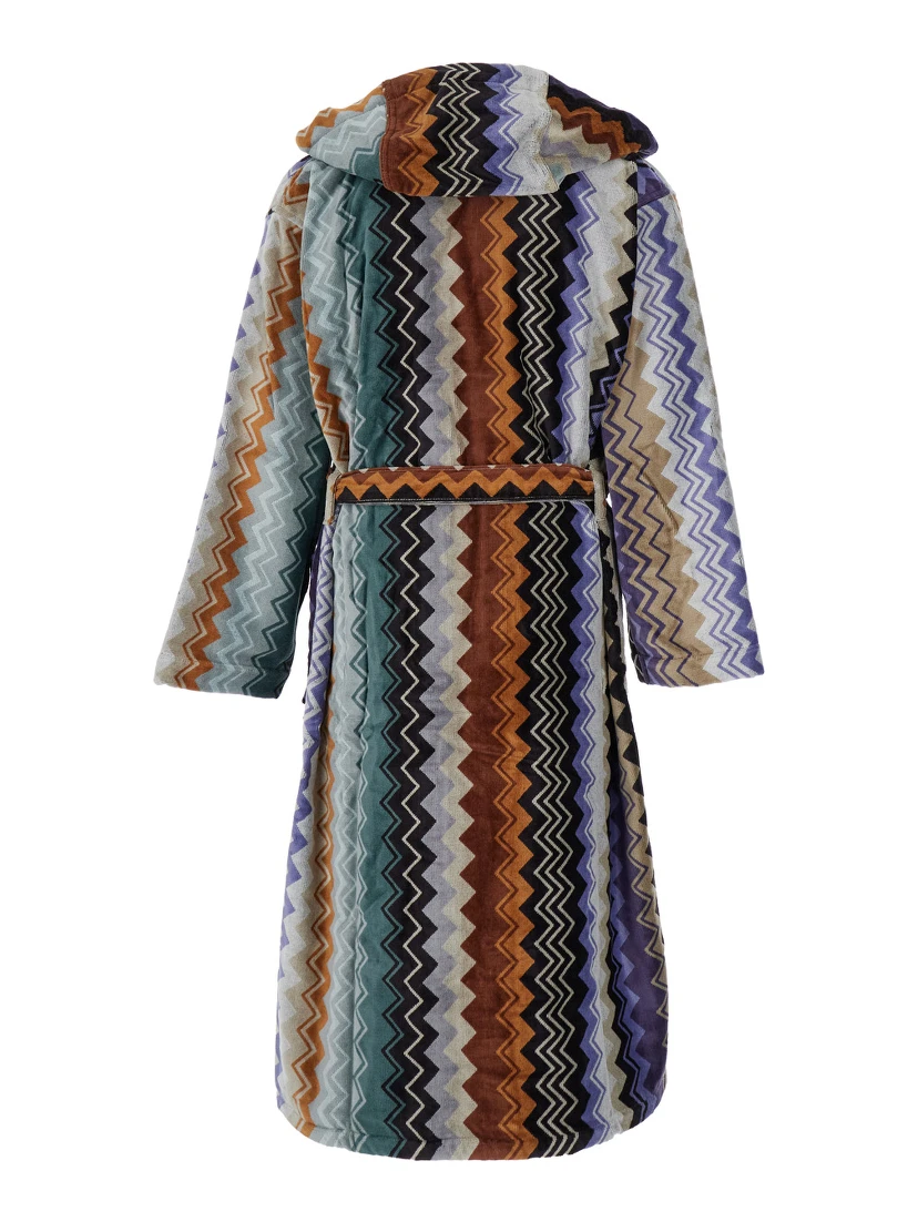 Giacomo Multicolor Bathrobe with Zig Zag Motif in Cotton