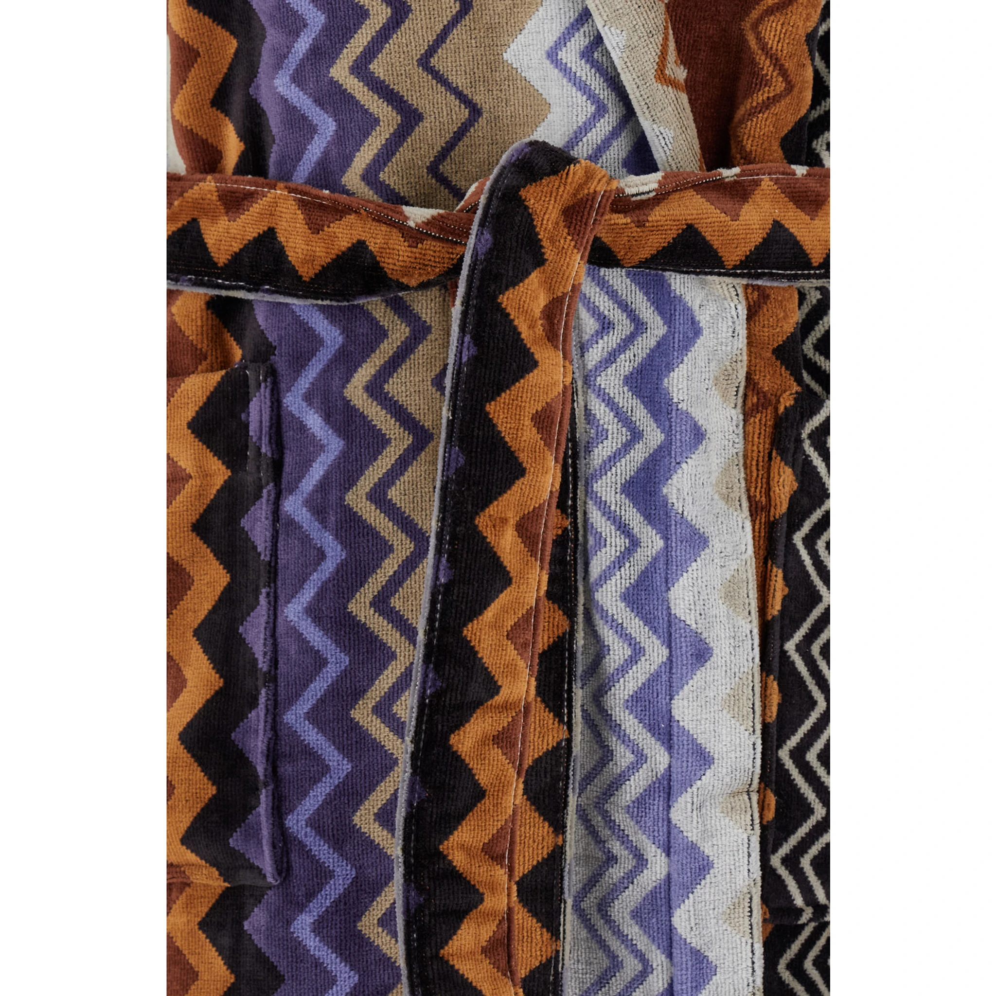 Giacomo Multicolor Bathrobe with Zig Zag Motif in Cotton
