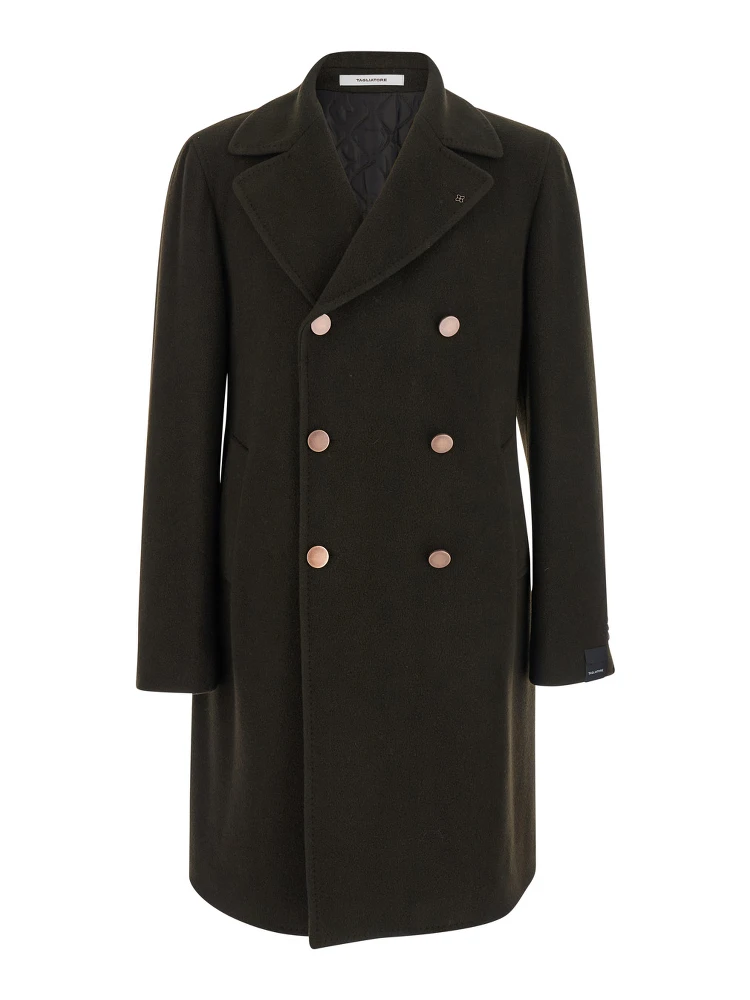 Arden Brown Double-Breasted Coat with Notched Revers in Wool and Cashmere Man