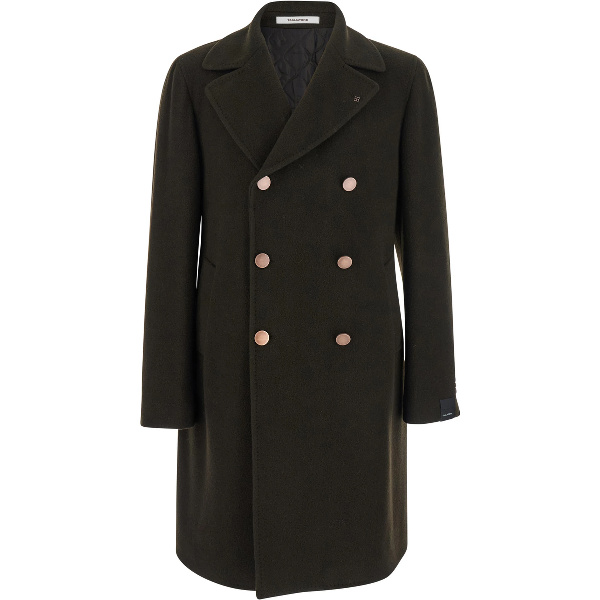 Arden Brown Double-Breasted Coat with Notched Revers in Wool and Cashmere Man