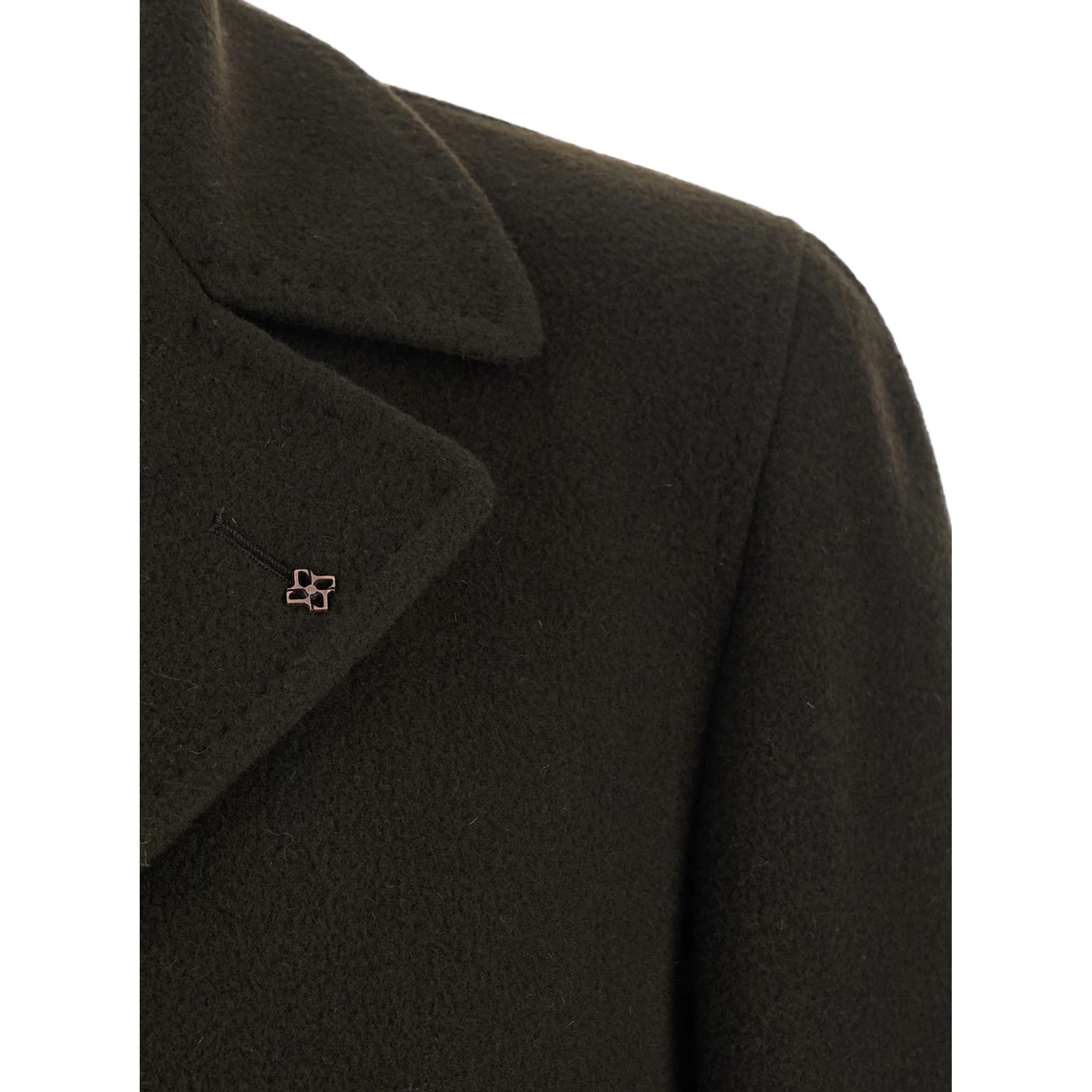 Arden Brown Double-Breasted Coat with Notched Revers in Wool and Cashmere Man