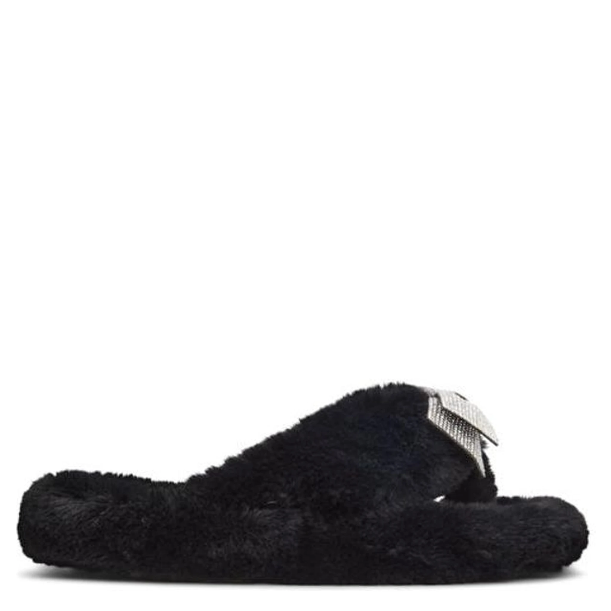 Black Polyester Slippers