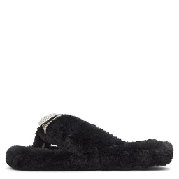 Black Polyester Slippers
