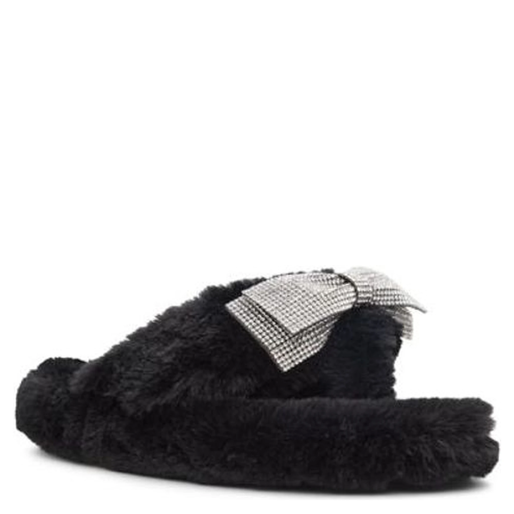 Black Polyester Slippers