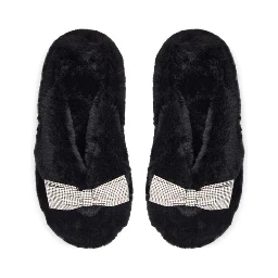 Black Polyester Slippers