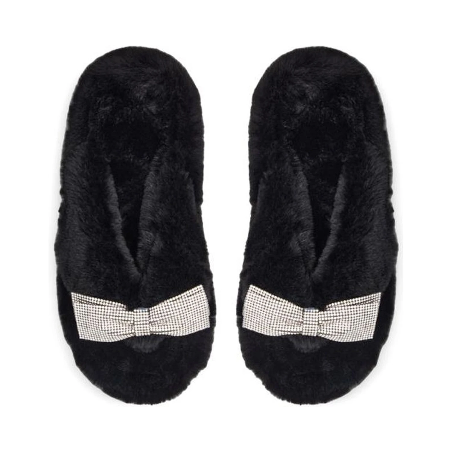 Black Polyester Slippers