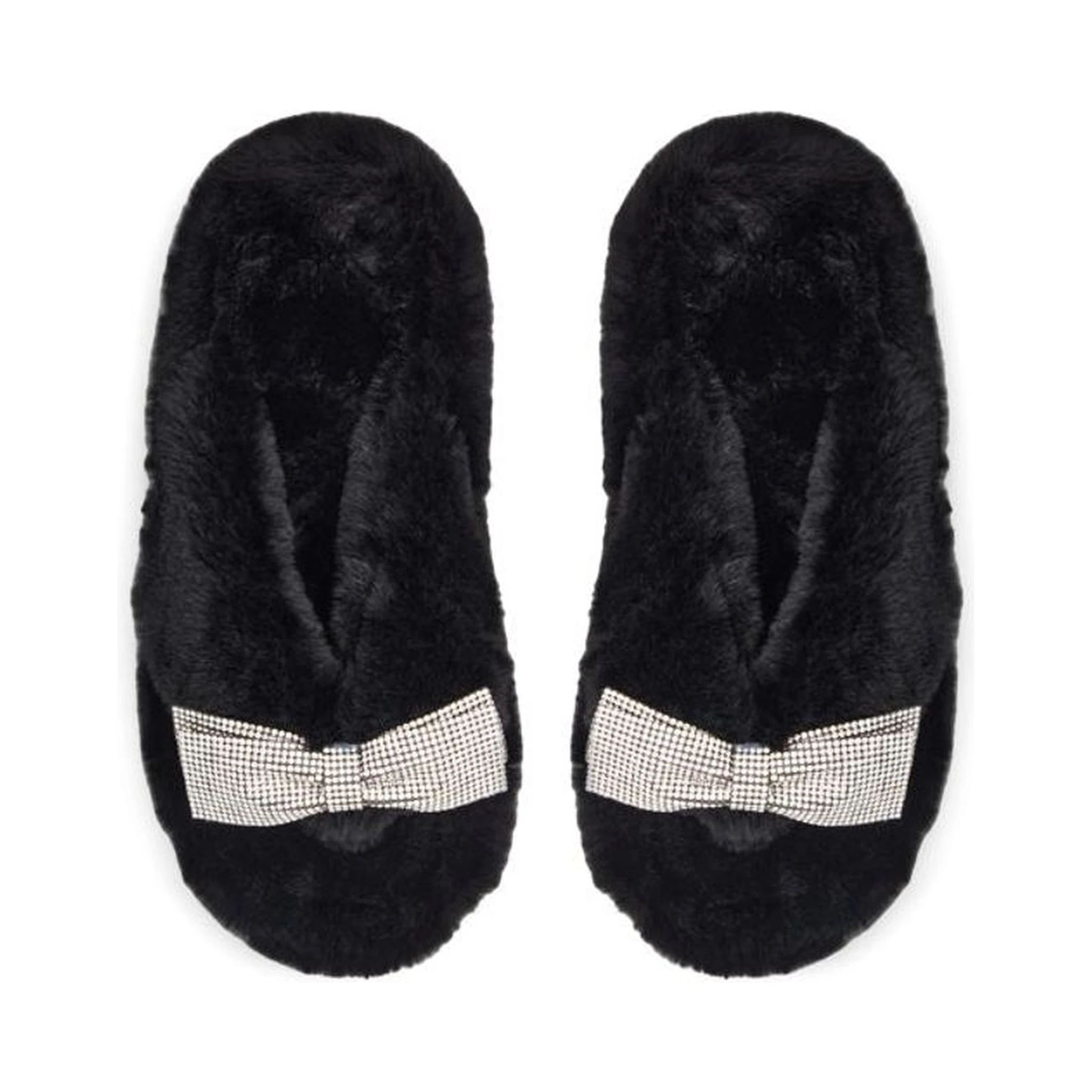 Black Polyester Slippers