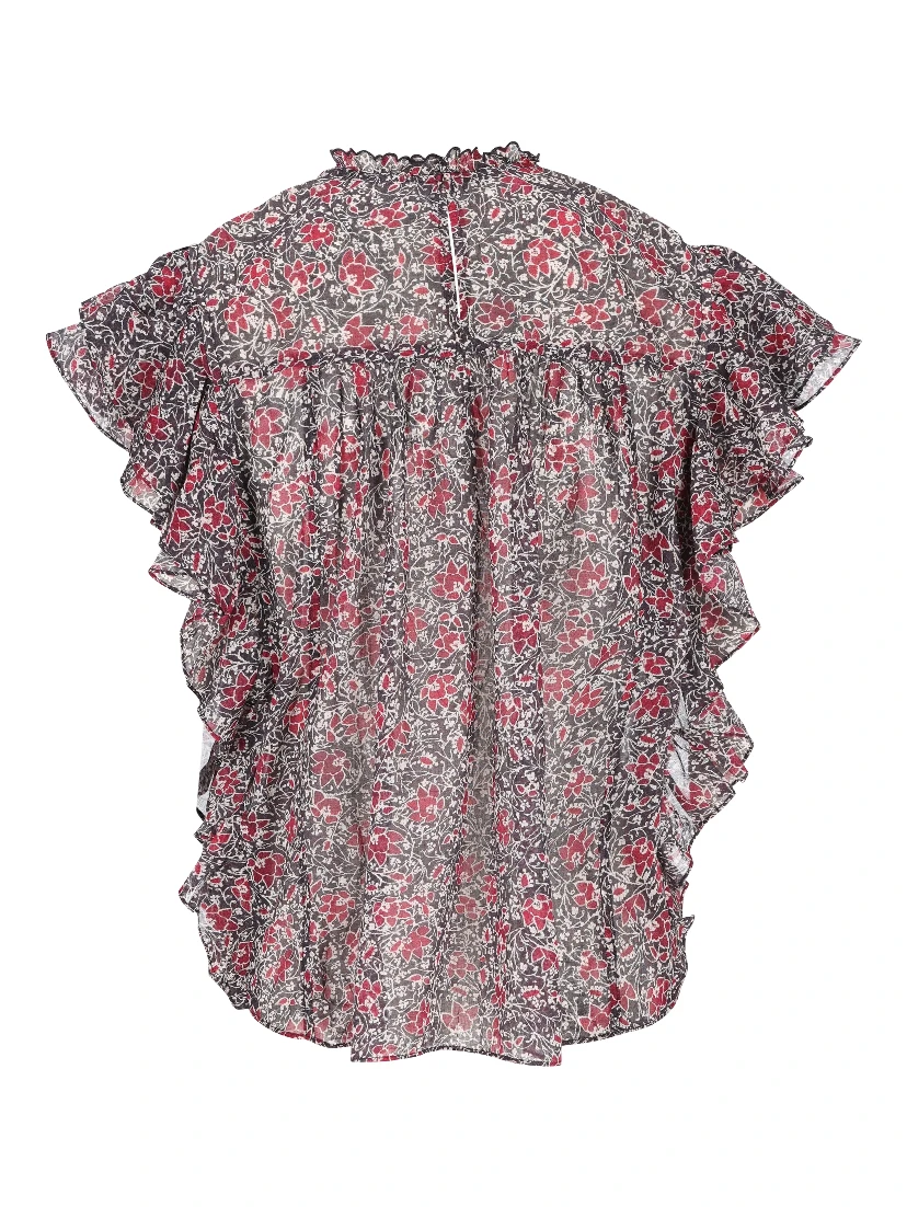 Layona Ruffle Sleeve Top In Multi
