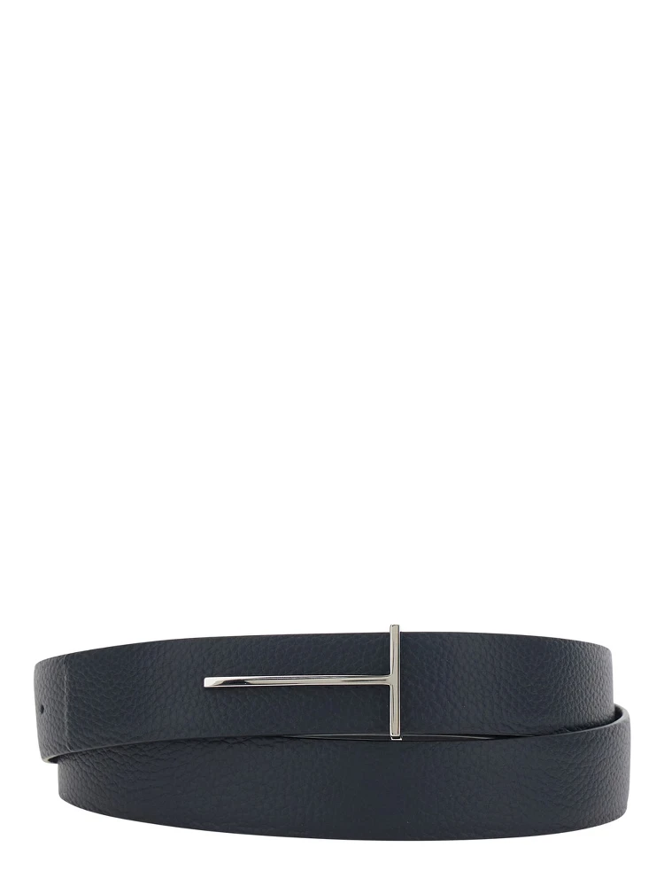 Blue Belt with T Buckle Closure in Leather Man
