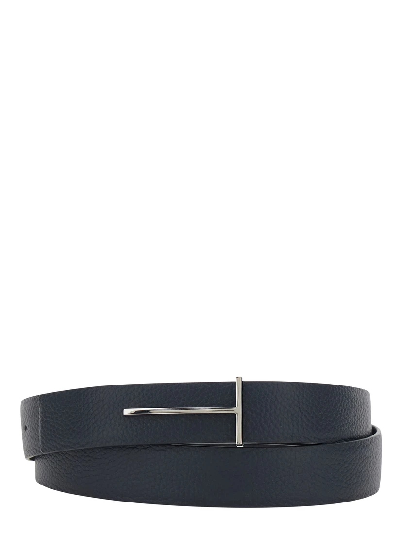 Blue Belt with T Buckle Closure in Leather Man