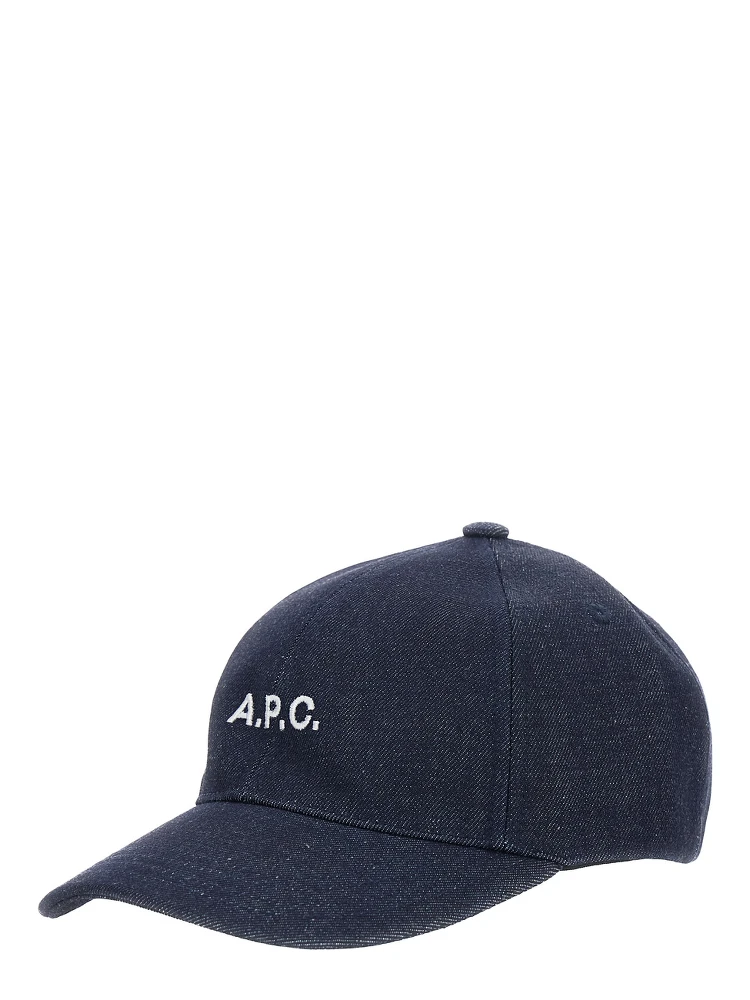 Blue Baseball Cap with Logo Lettering on the Front in Cotton Man