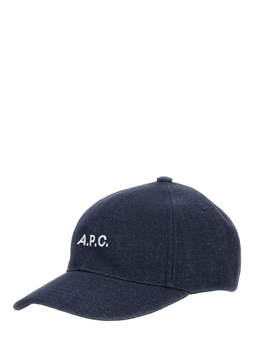 Blue Baseball Cap with Logo Lettering on the Front in Cotton Man