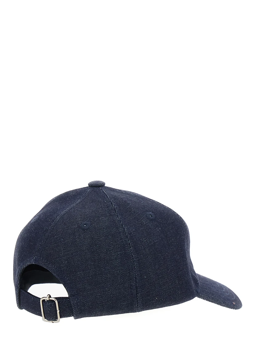 Blue Baseball Cap with Logo Lettering on the Front in Cotton Man