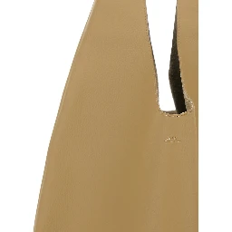 Le Neige Beige Shoulder Bag with Embossed Logo on the Front in Hammered Leather Woman