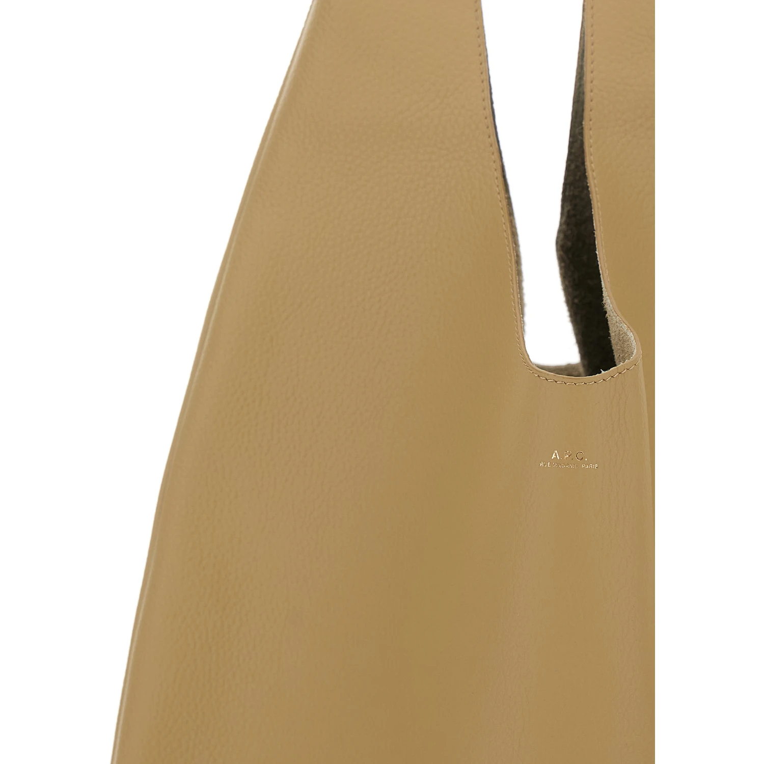 Le Neige Beige Shoulder Bag with Embossed Logo on the Front in Hammered Leather Woman