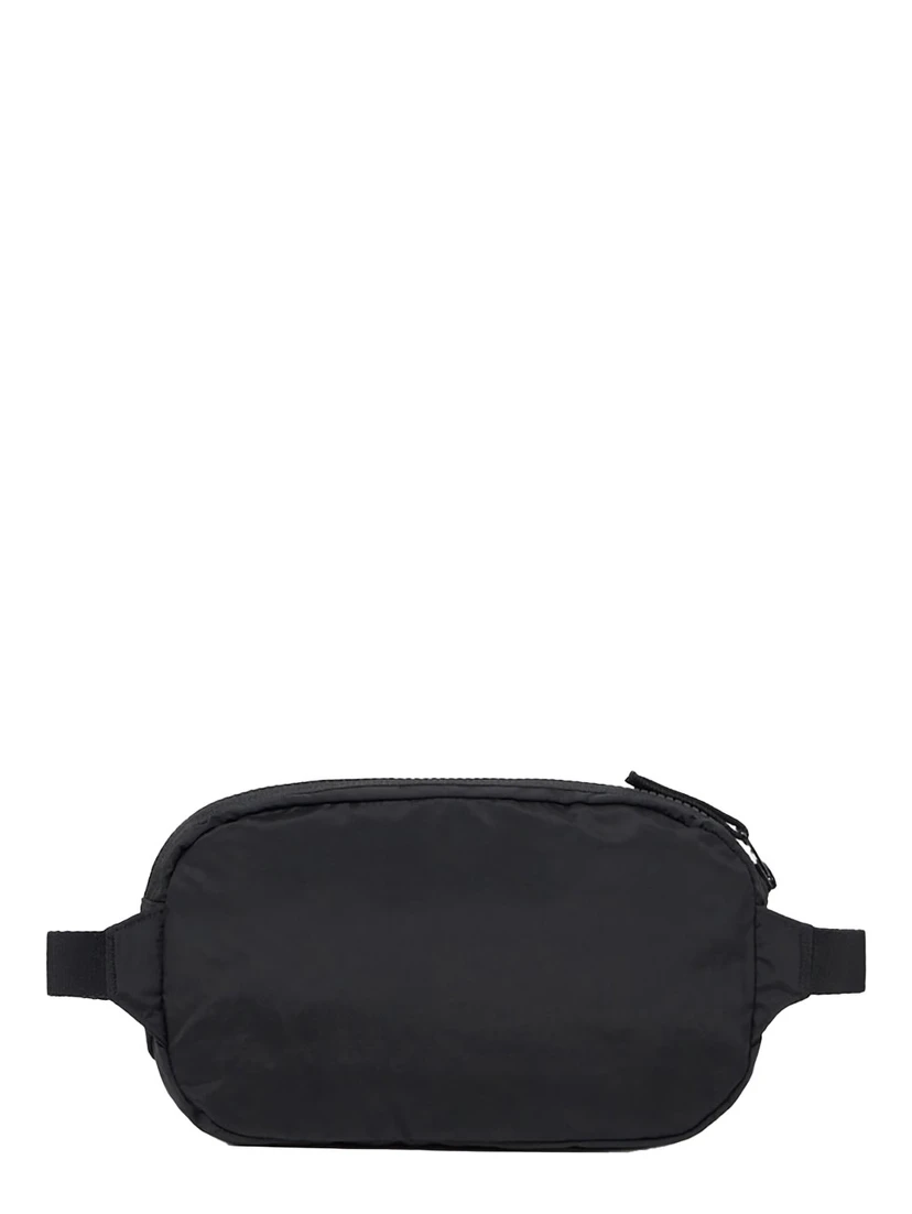 Black Waist Pack with Adjustable Shoulder Strap and Logo Patch on the Front in Tech Fabric Man