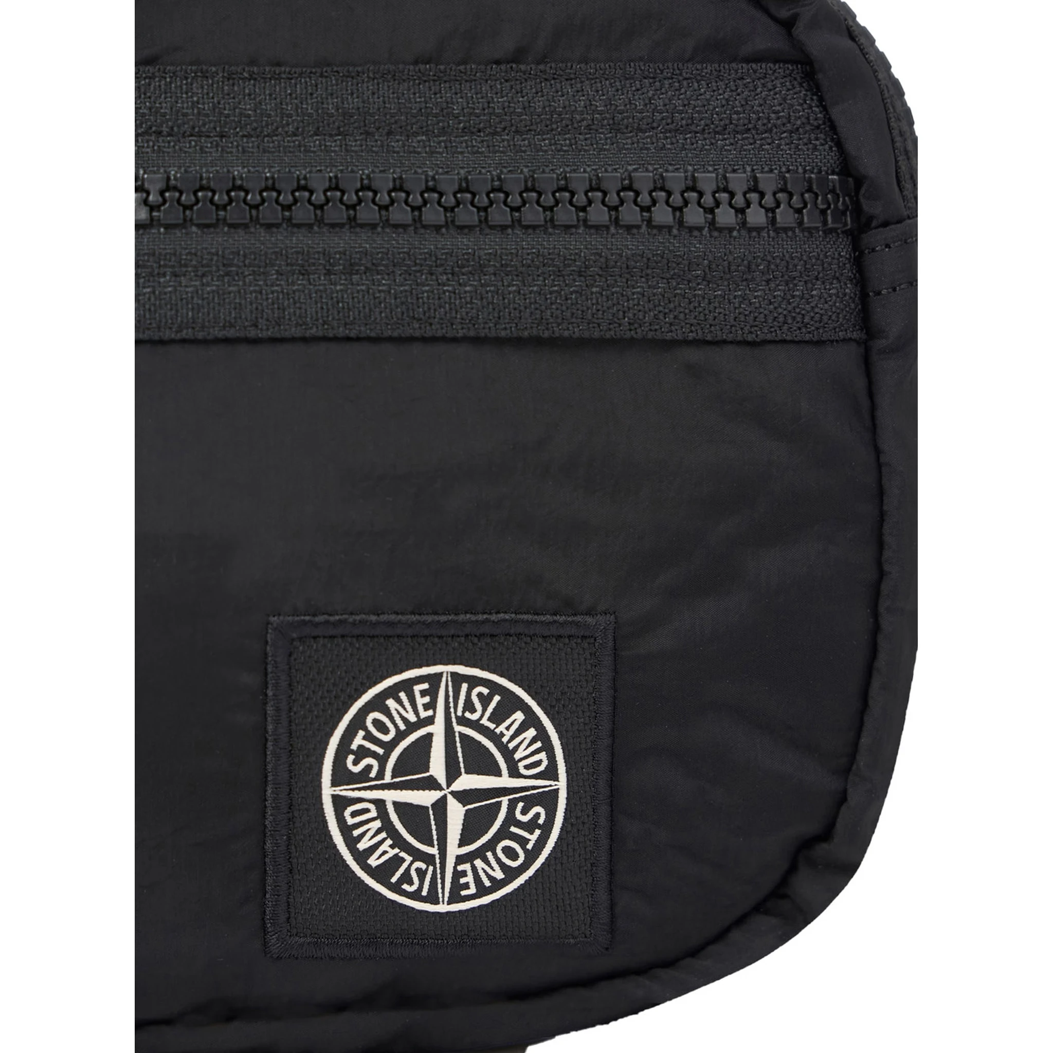 Black Waist Pack with Adjustable Shoulder Strap and Logo Patch on the Front in Tech Fabric Man